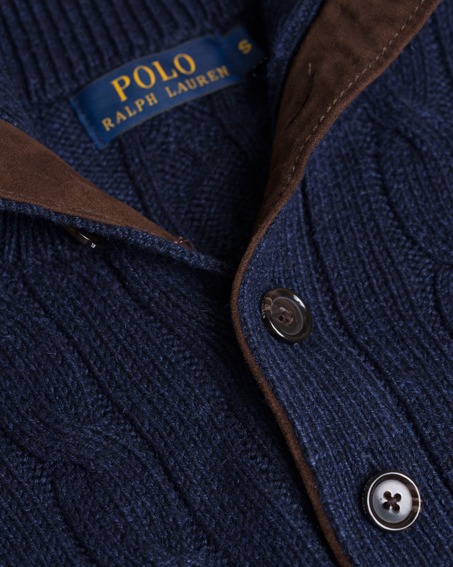 Herr | Tröjor | Polo Ralph Lauren | Knitted Cable Tussah Silk Half Button Navy Heather