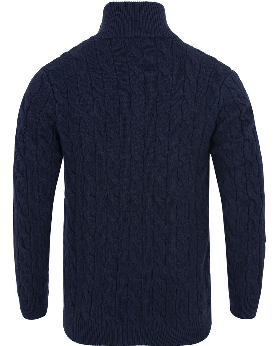 Herr | Tröjor | Polo Ralph Lauren | Knitted Cable Tussah Silk Half Button Navy Heather