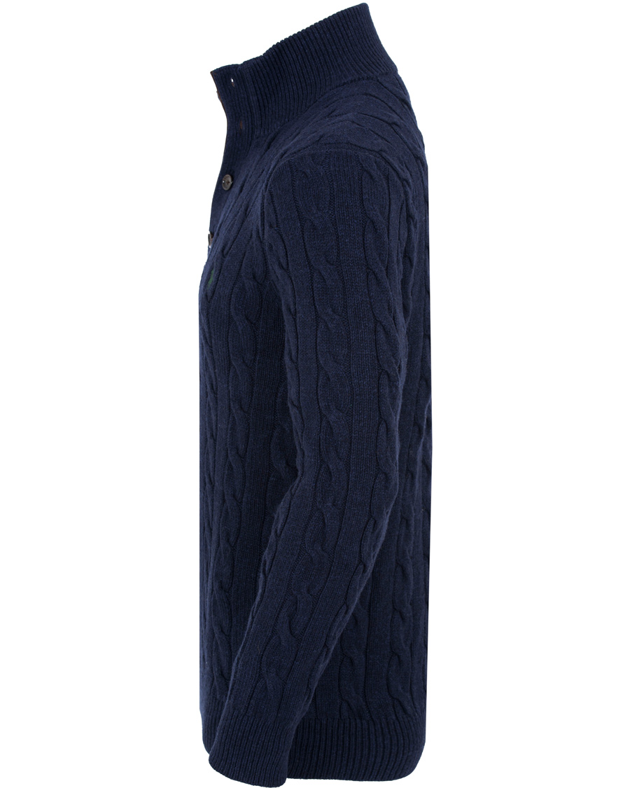 Herr | Tröjor | Polo Ralph Lauren | Knitted Cable Tussah Silk Half Button Navy Heather