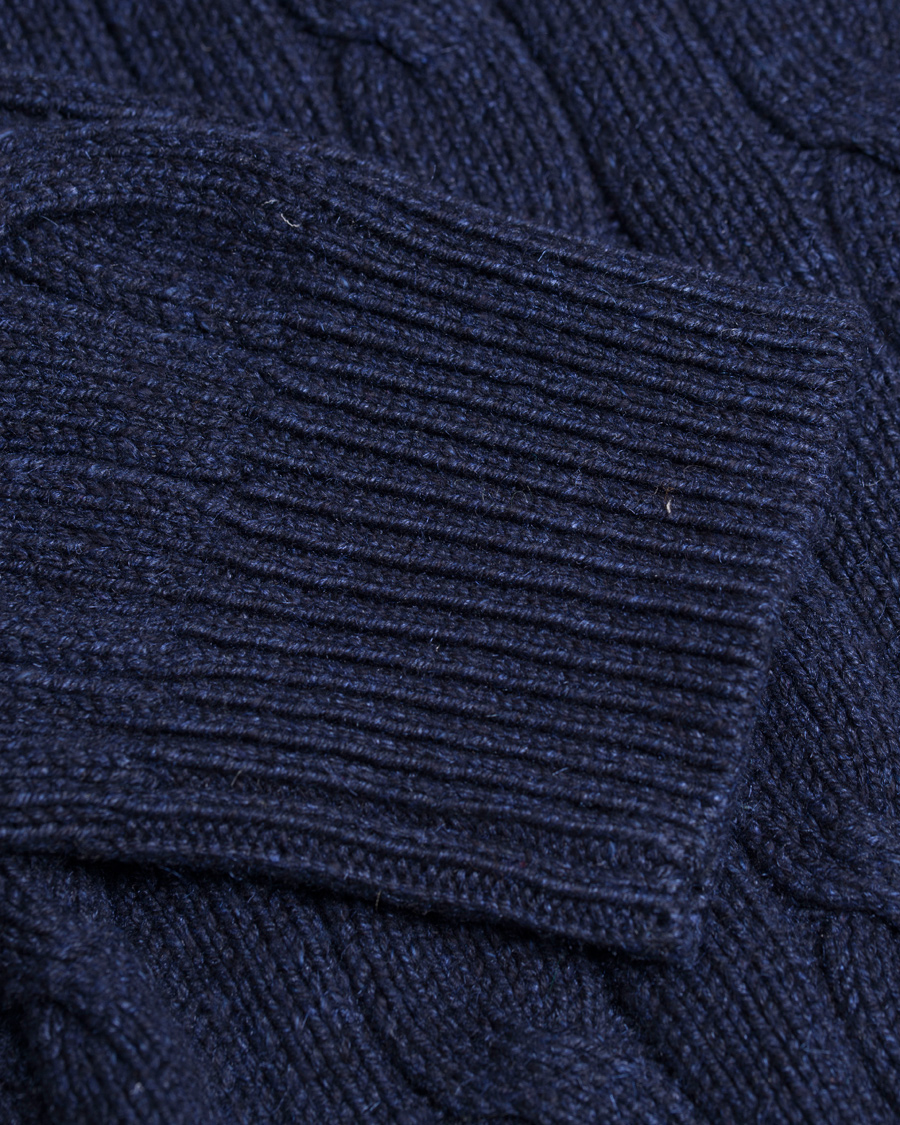 Herr | Tröjor | Polo Ralph Lauren | Knitted Cable Tussah Silk Half Button Navy Heather