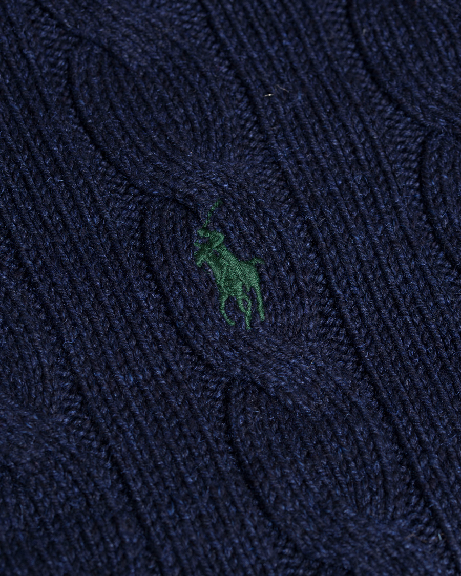 Herr | Tröjor | Polo Ralph Lauren | Knitted Cable Tussah Silk Half Button Navy Heather
