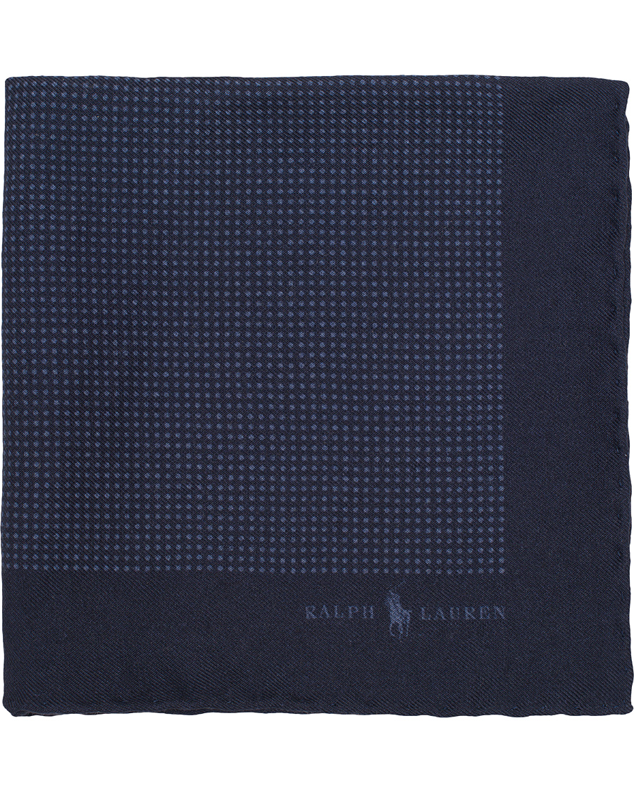 Herr | Polo Ralph Lauren Textured Woolen Print Dot Pocket Square Navy/Blue | Polo Ralph Lauren | Textured Woolen Print Dot Pocket Square Navy/Blue