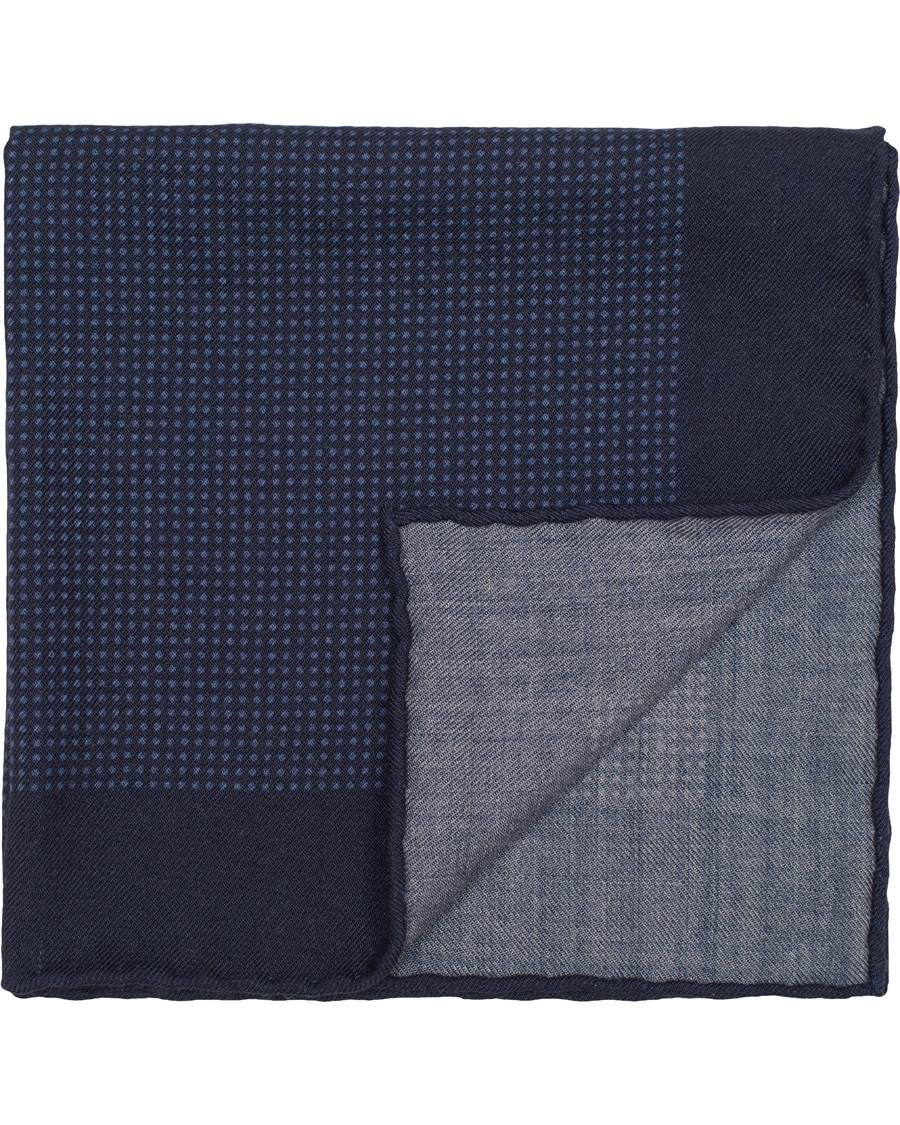 Herr | Polo Ralph Lauren Textured Woolen Print Dot Pocket Square Navy/Blue | Polo Ralph Lauren | Textured Woolen Print Dot Pocket Square Navy/Blue