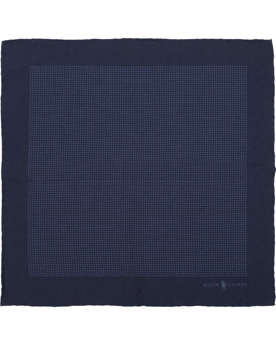 Herr | Polo Ralph Lauren Textured Woolen Print Dot Pocket Square Navy/Blue | Polo Ralph Lauren | Textured Woolen Print Dot Pocket Square Navy/Blue
