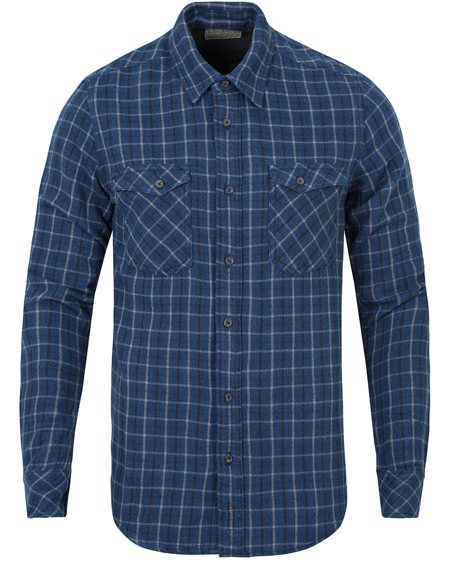 Herr | Skjortor | Nudie Jeans | Gunnar Rope Twill Check Shirt Indigo