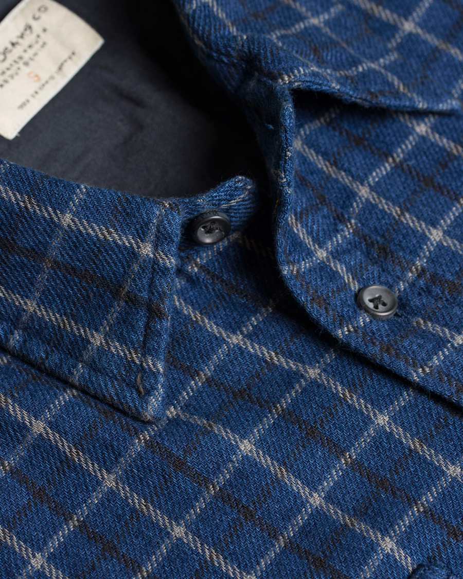Herr | Skjortor | Nudie Jeans | Gunnar Rope Twill Check Shirt Indigo
