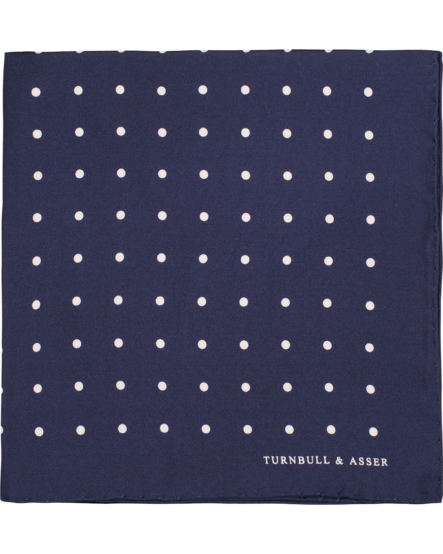 Herr | Turnbull & Asser Silk Dot Handkerchief Navy | Turnbull & Asser | Silk Dot Handkerchief Navy