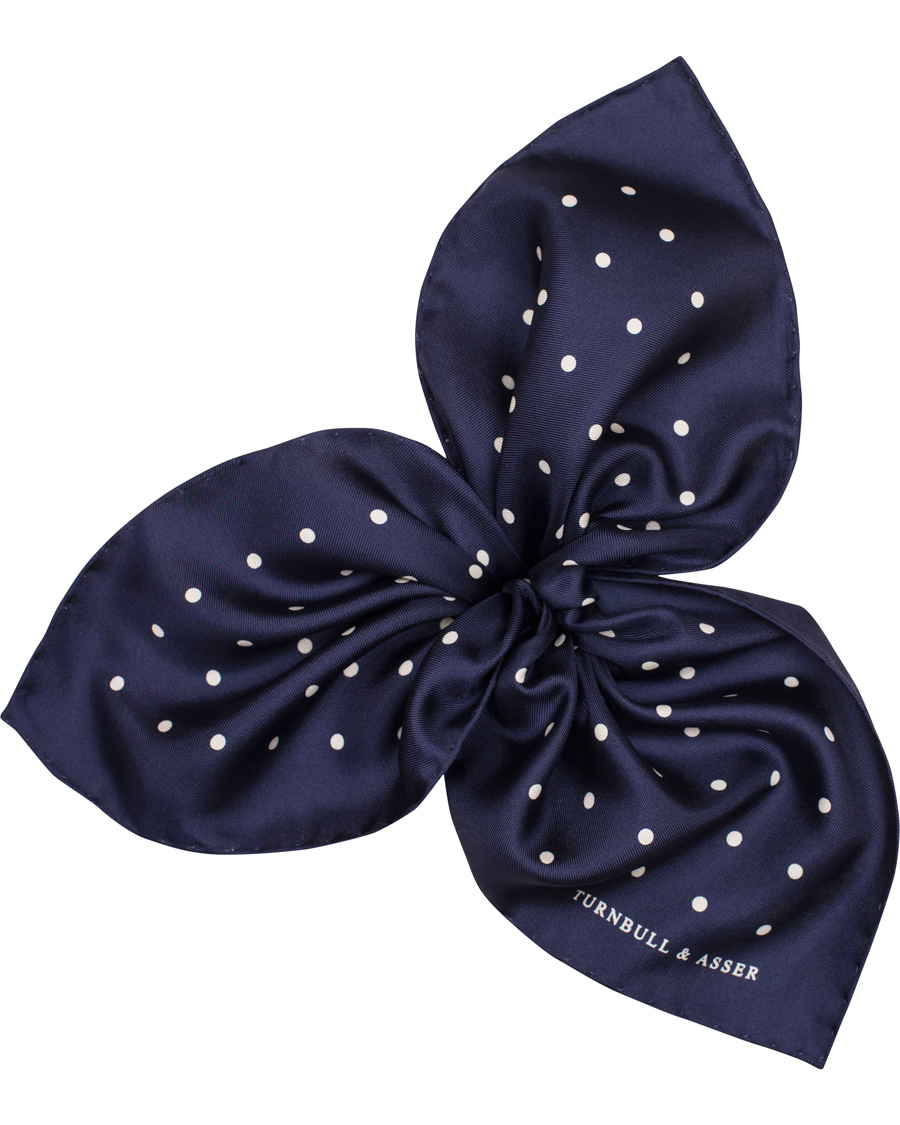 Herr | Turnbull & Asser Silk Dot Handkerchief Navy | Turnbull & Asser | Silk Dot Handkerchief Navy