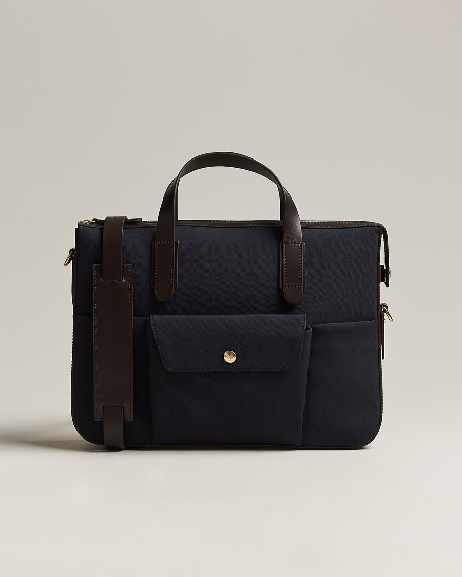 Herr | | Mismo | M/S Canvas Briefcase Navy/Dark Brown