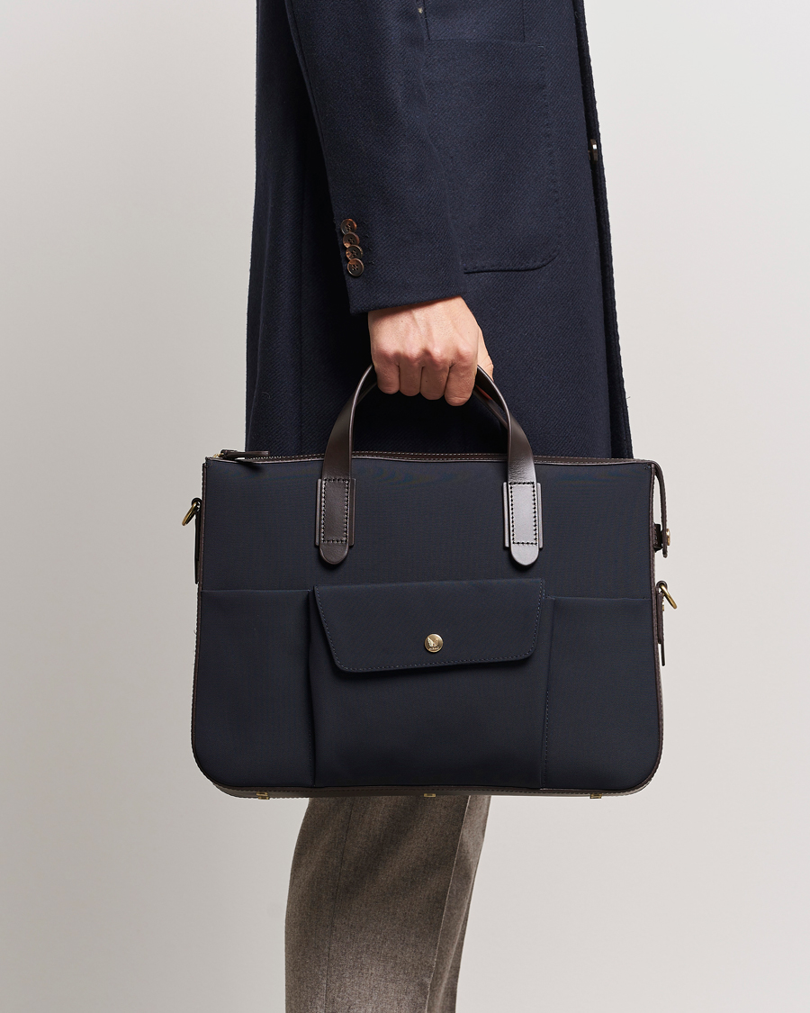 Herr | Accessoarer | Mismo | M/S Canvas Briefcase Navy/Dark Brown