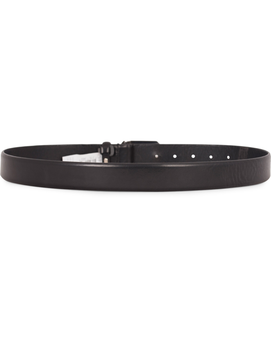 Herr | Morris Plated Logo Leather 3,5 cm Belt Black | Morris | Plated Logo Leather 3,5 cm Belt Black