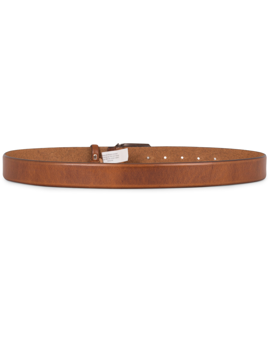 Herr | Morris Plated Logo Leather 3,5 cm Belt Mid Brown | Morris | Plated Logo Leather 3,5 cm Belt Mid Brown