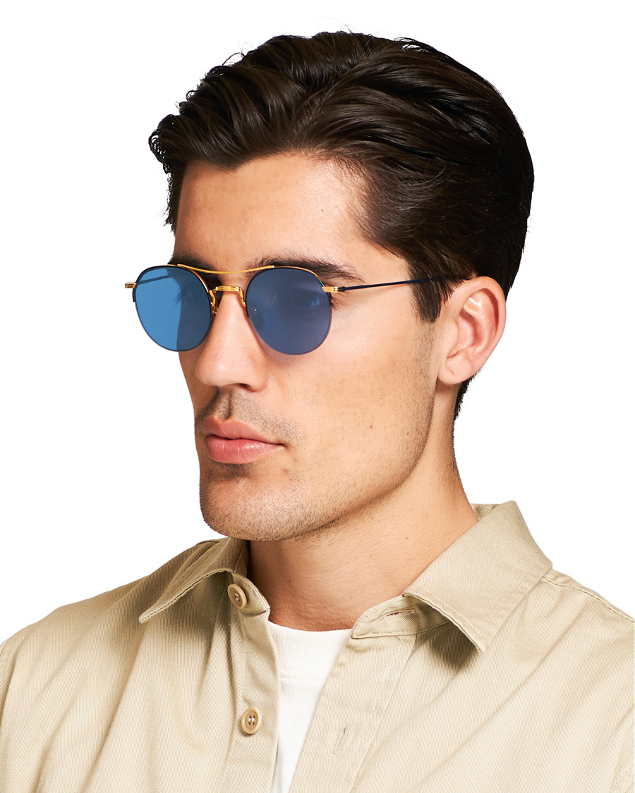 Herr | Thom Browne TB-903 Sunglasses 18 Carat Gold/Navy | Thom Browne | TB-903 Sunglasses 18 Carat Gold/Navy