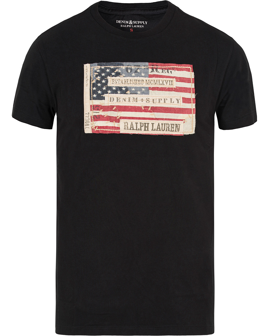 Denim Supply Ralph Lauren Crew Neck Flag Tee Polo Black