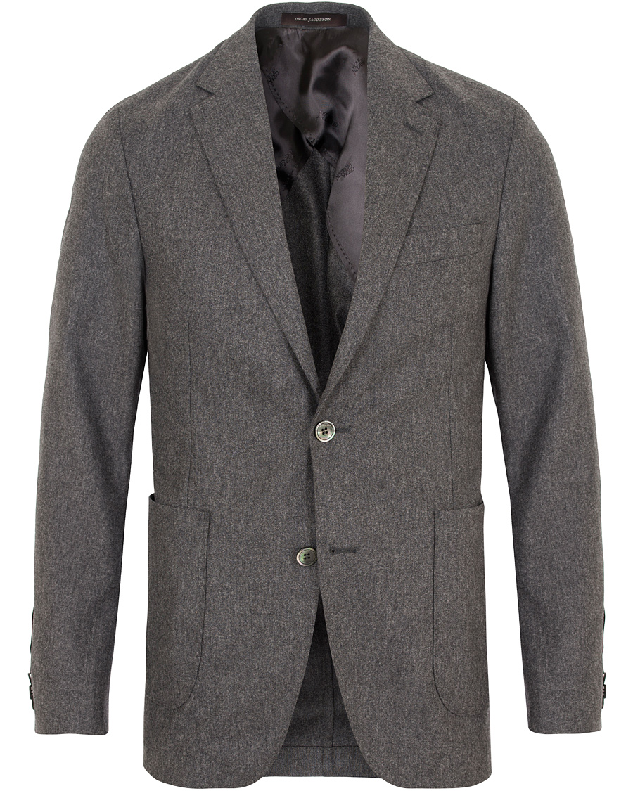 Herr | Kavajer | Oscar Jacobson | Einar Flannel Blazer Dark Grey