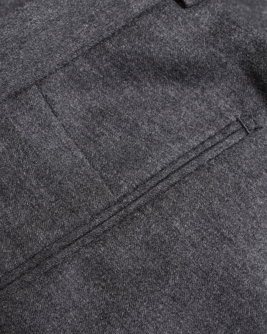 Herr | Byxor | Oscar Jacobson | Dean Turn Up Flannel Trousers Dark Grey