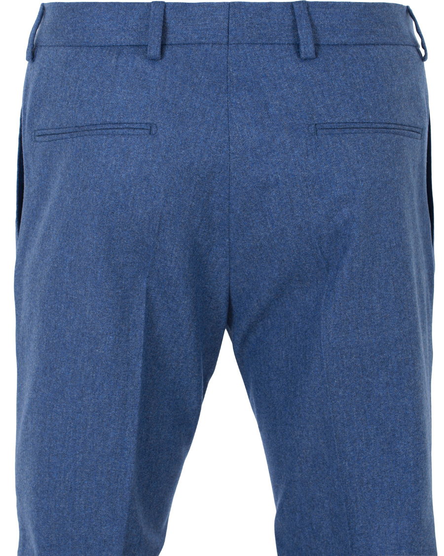 Herr | Byxor | Oscar Jacobson | Dean Turn Up Flannel Trousers Light Blue
