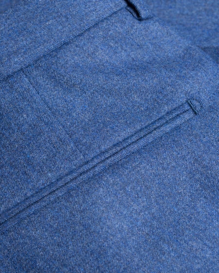 Herr | Byxor | Oscar Jacobson | Dean Turn Up Flannel Trousers Light Blue