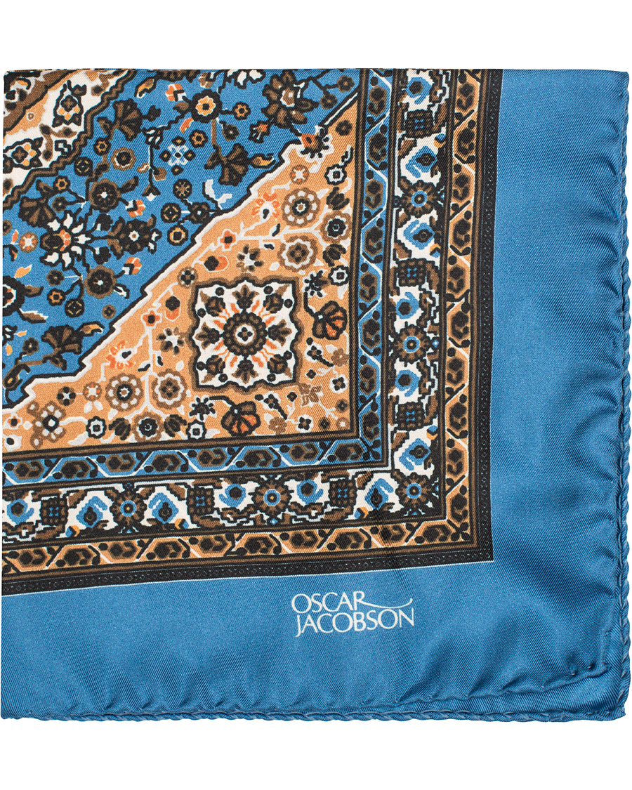 Herr | Oscar Jacobson Carpet Design Paisley Pocket Square Light Blue | Oscar Jacobson | Carpet Design Paisley Pocket Square Light Blue