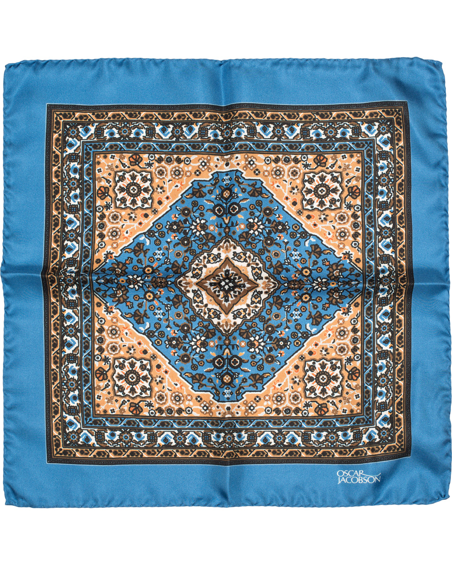Herr | Oscar Jacobson Carpet Design Paisley Pocket Square Light Blue | Oscar Jacobson | Carpet Design Paisley Pocket Square Light Blue
