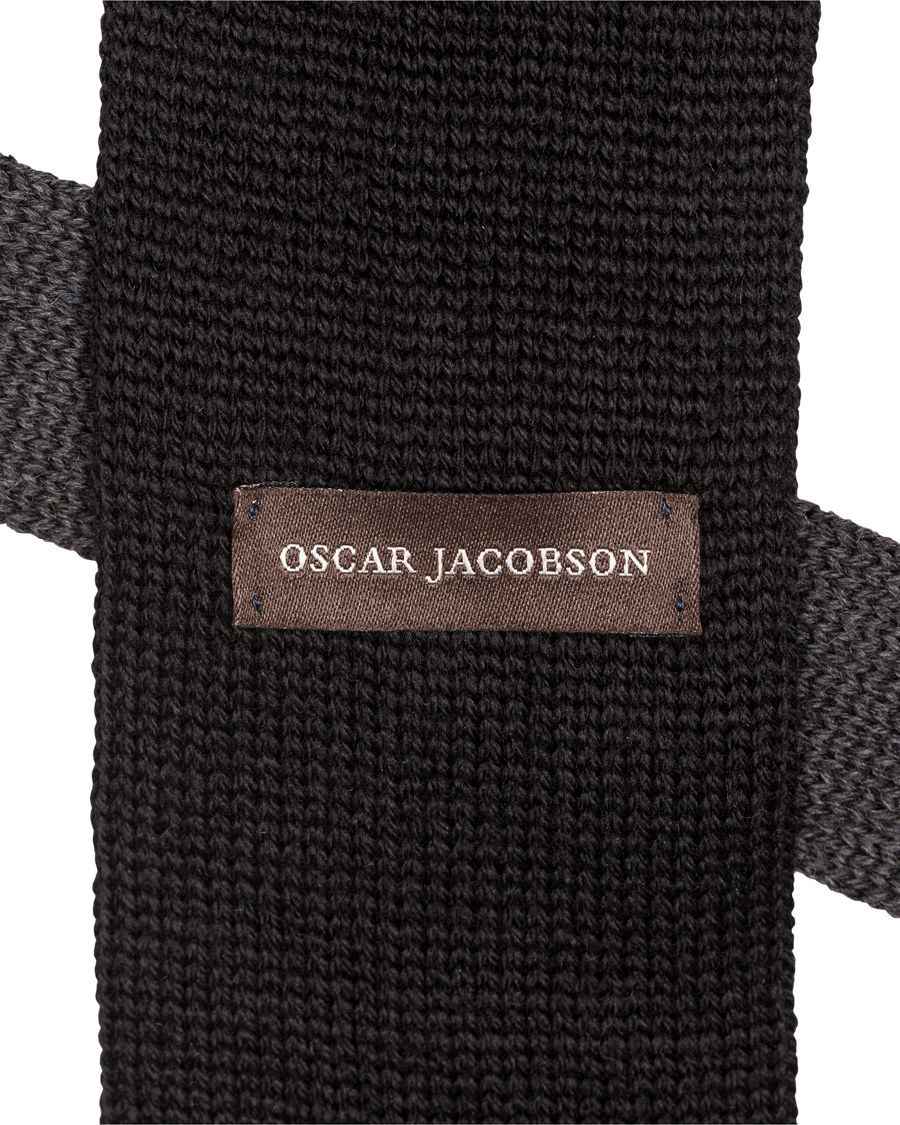 Herr | Oscar Jacobson Cable Knitted 7 cm Tie Black/Grey | Oscar Jacobson | Cable Knitted 7 cm Tie Black/Grey