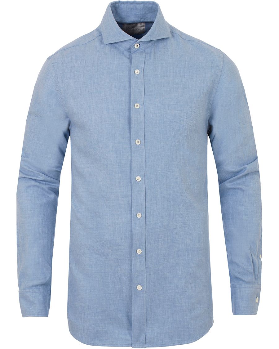 Herr | Skjortor | Oscar Jacobson | Herman 2 Flannel Shirt Light Blue