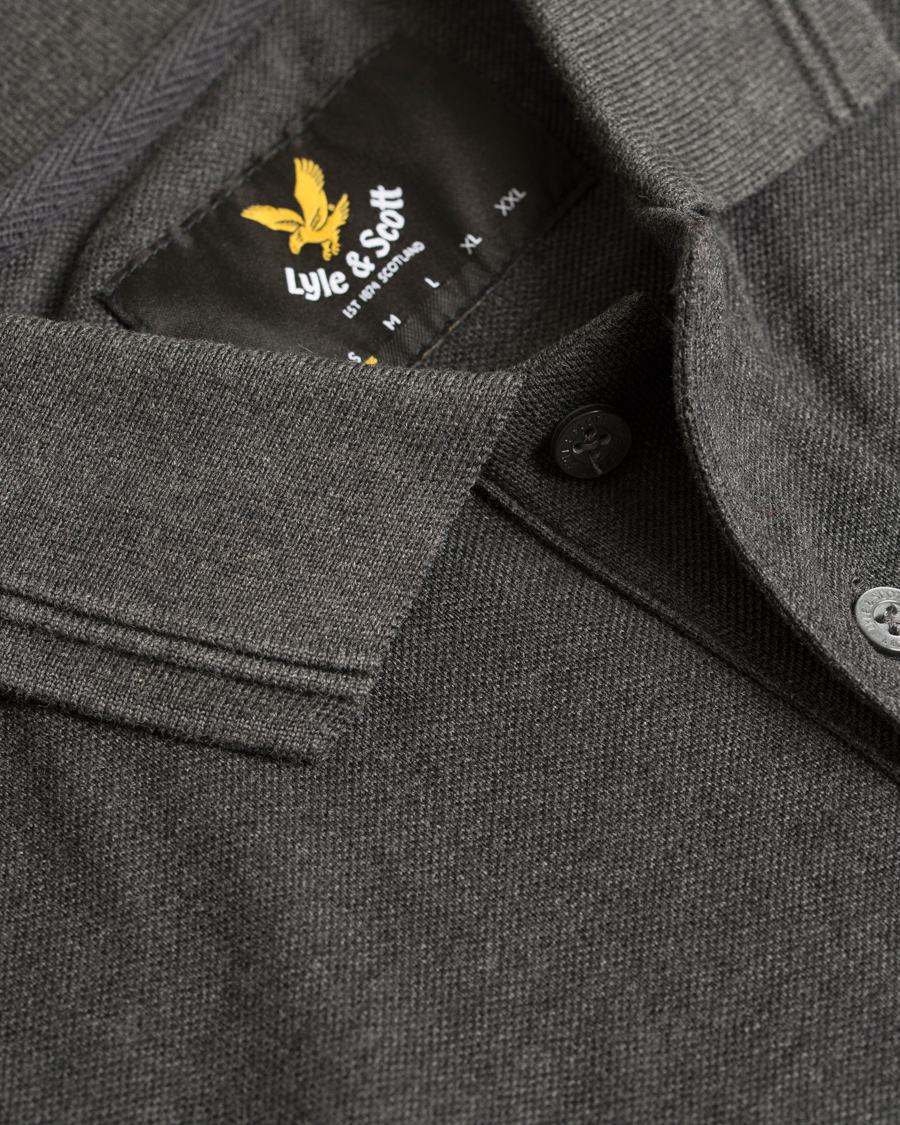 Herr | Tröjor | Lyle & Scott London Collection | Long Sleeve Pima Cotton Polo Charcoal Marl