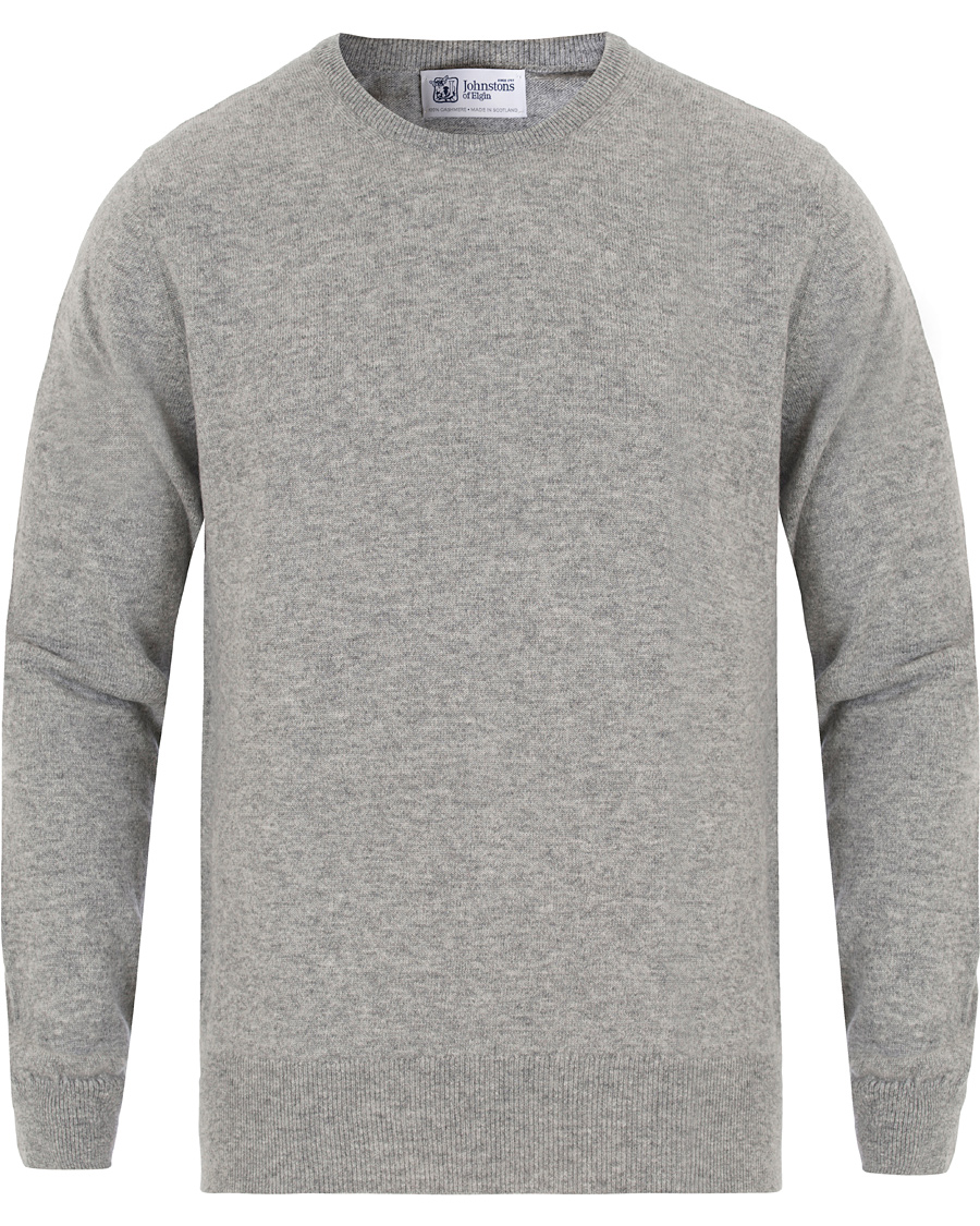 Herr | Tröjor | Johnstons of Elgin | Cashmere Crew Neck Light Grey