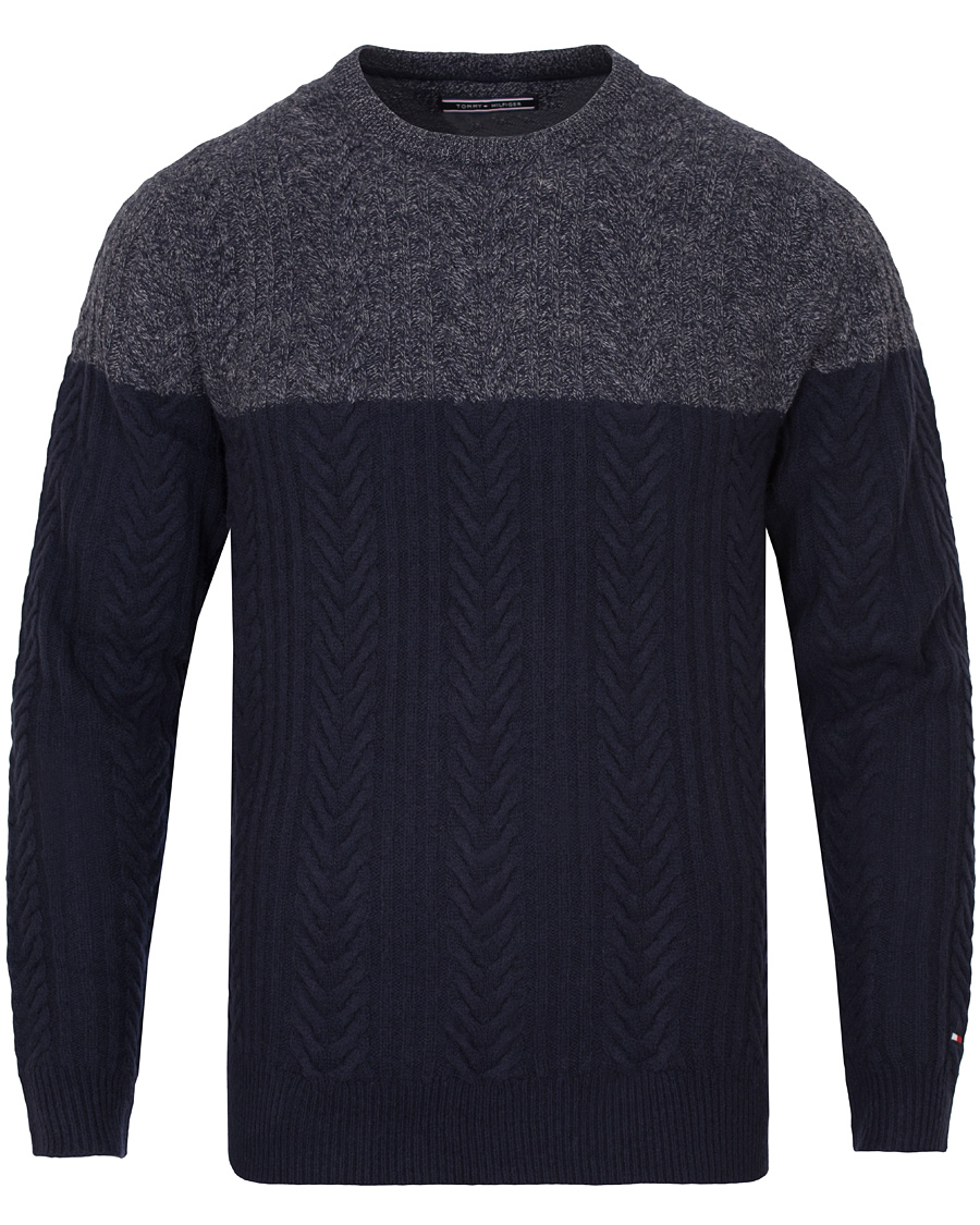Herr | Tröjor | Tommy Hilfiger | Elim Block Sweater Silver Fog Heather