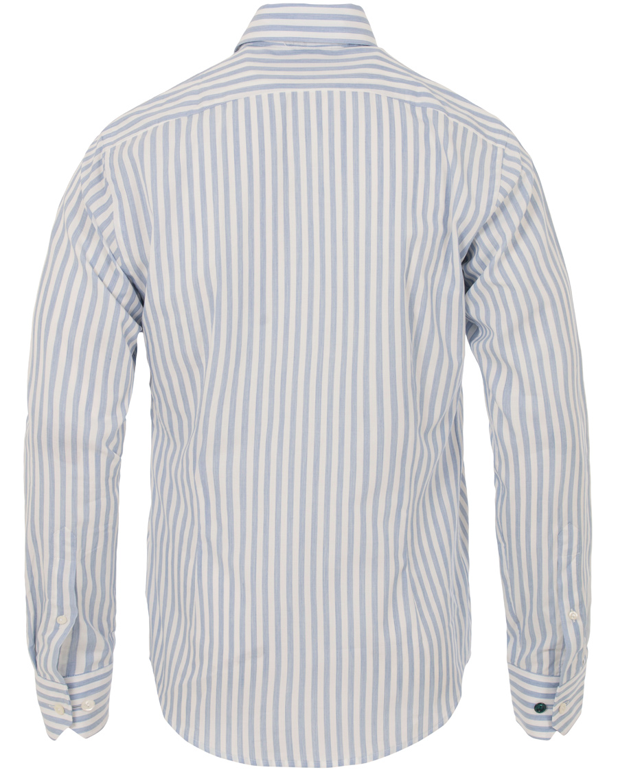 Herr | Skjortor | Eton | Slim Fit Green Ribbon Flannel Stripe Shirt Blue/White