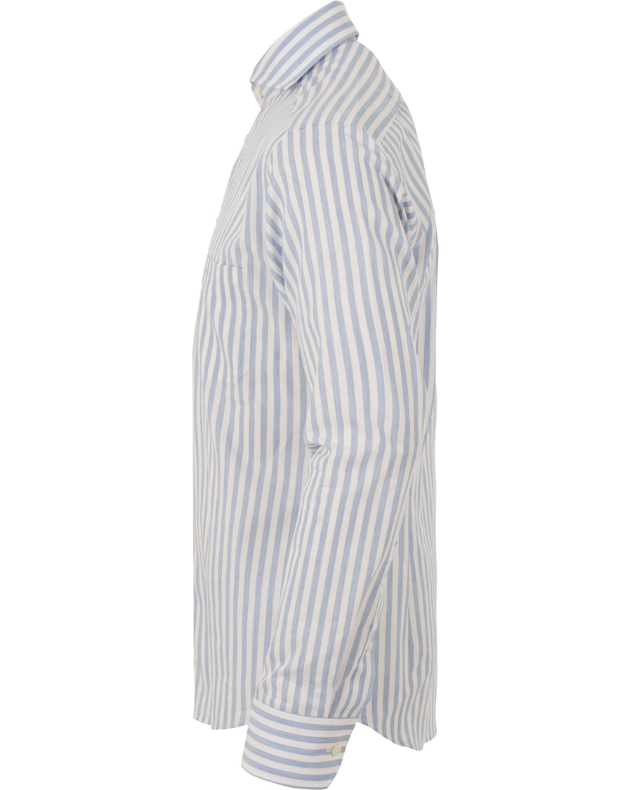 Herr | Skjortor | Eton | Slim Fit Green Ribbon Flannel Stripe Shirt Blue/White