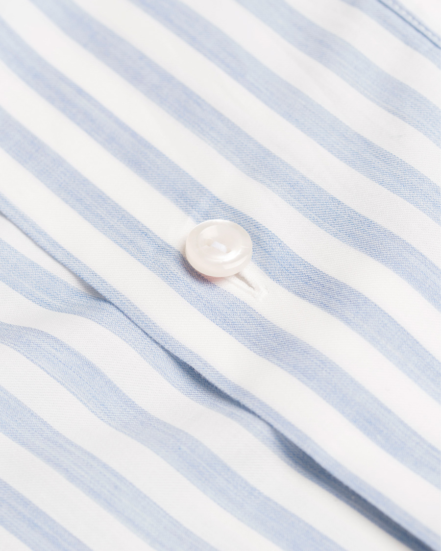 Herr | Skjortor | Eton | Slim Fit Green Ribbon Flannel Stripe Shirt Blue/White