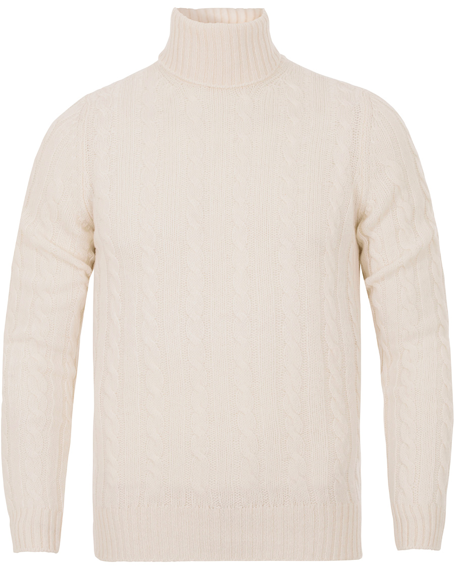 Herr | Tröjor | Zanone | Cable Wool Geelong Knit Polo White