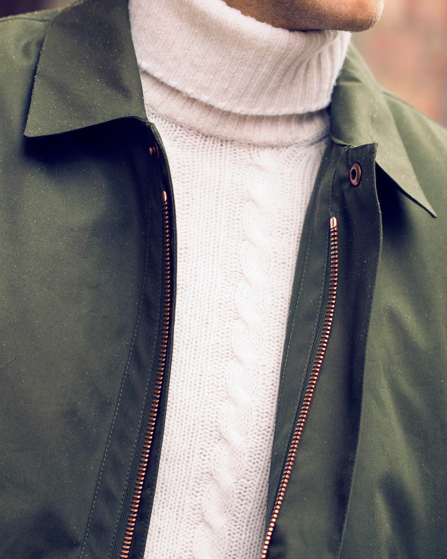 Herr | Tröjor | Zanone | Cable Wool Geelong Knit Polo White