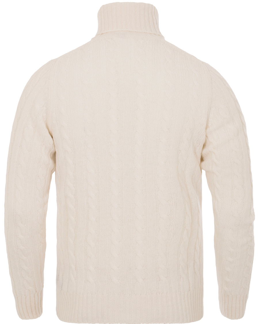 Herr | Tröjor | Zanone | Cable Wool Geelong Knit Polo White