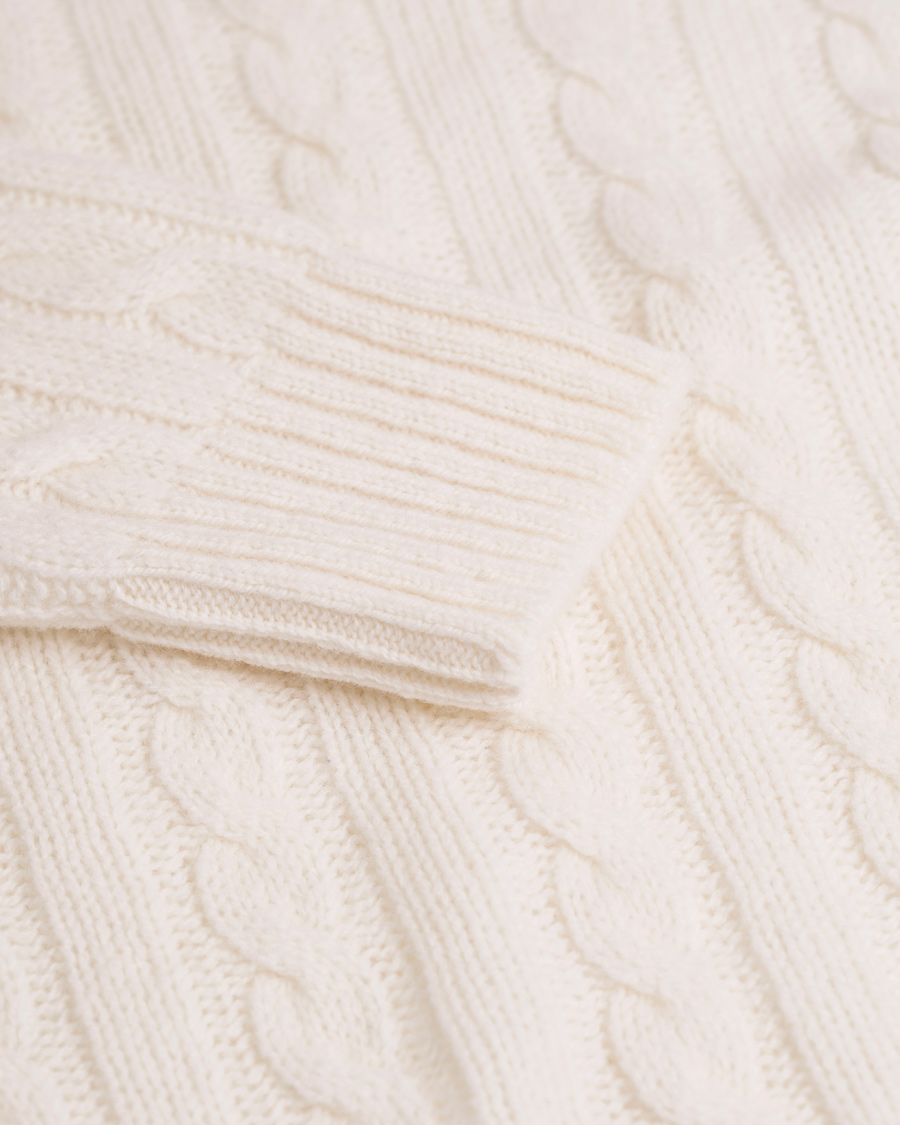 Herr | Tröjor | Zanone | Cable Wool Geelong Knit Polo White