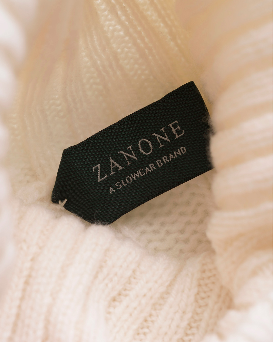 Herr | Tröjor | Zanone | Cable Wool Geelong Knit Polo White