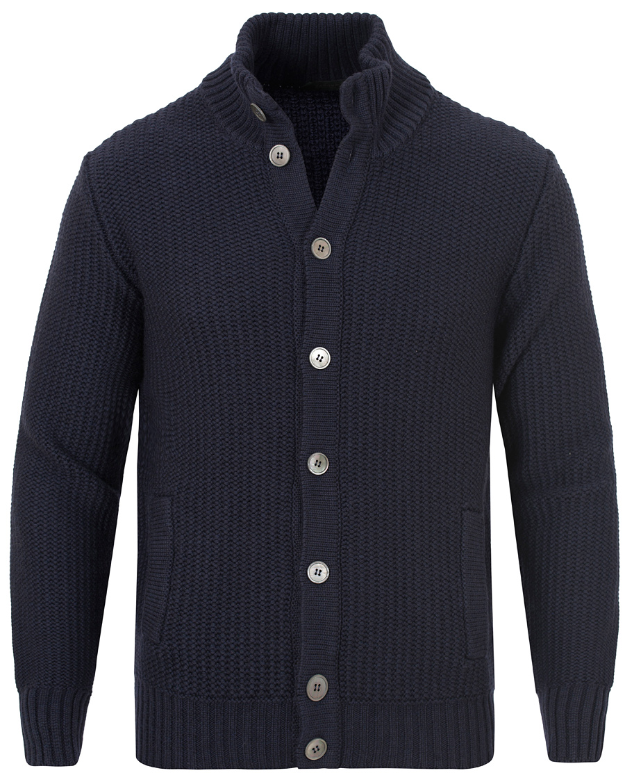 Herr | Tröjor | Zanone | Wool Button Cardigan Navy