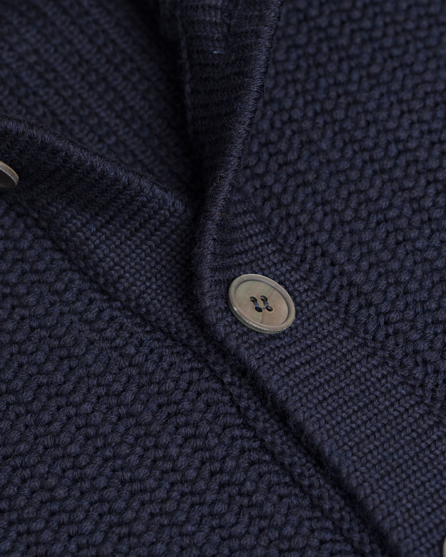 Herr | Tröjor | Zanone | Wool Button Cardigan Navy