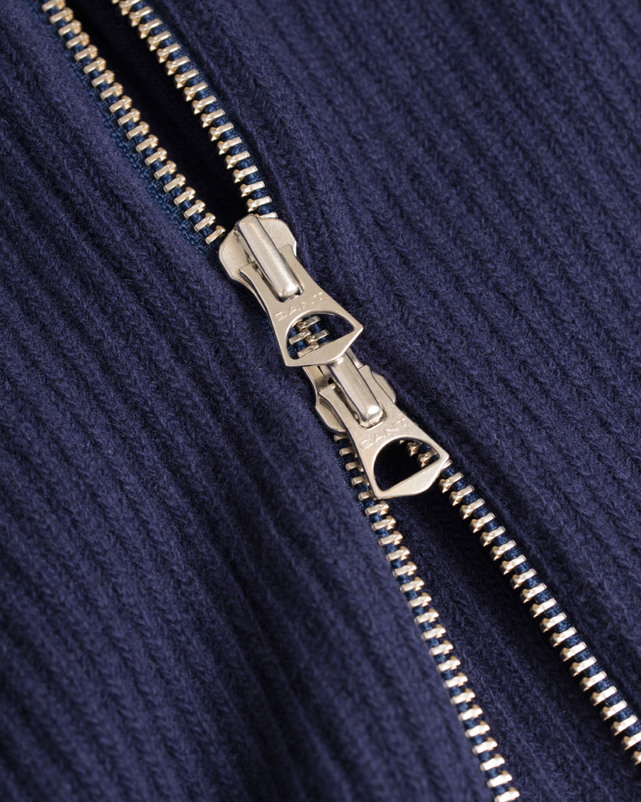 Herr | Tröjor | GANT Diamond G | Lambswool/Cashmere Zip Trough Luminary Navy