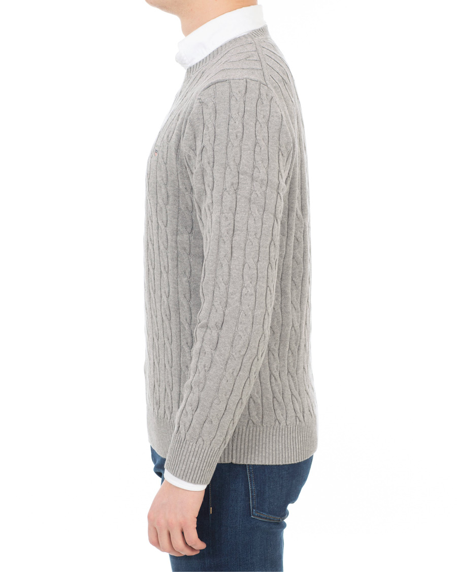 Herr | Tröjor | GANT | Cotton Cable Crew Pullover Grey Melange