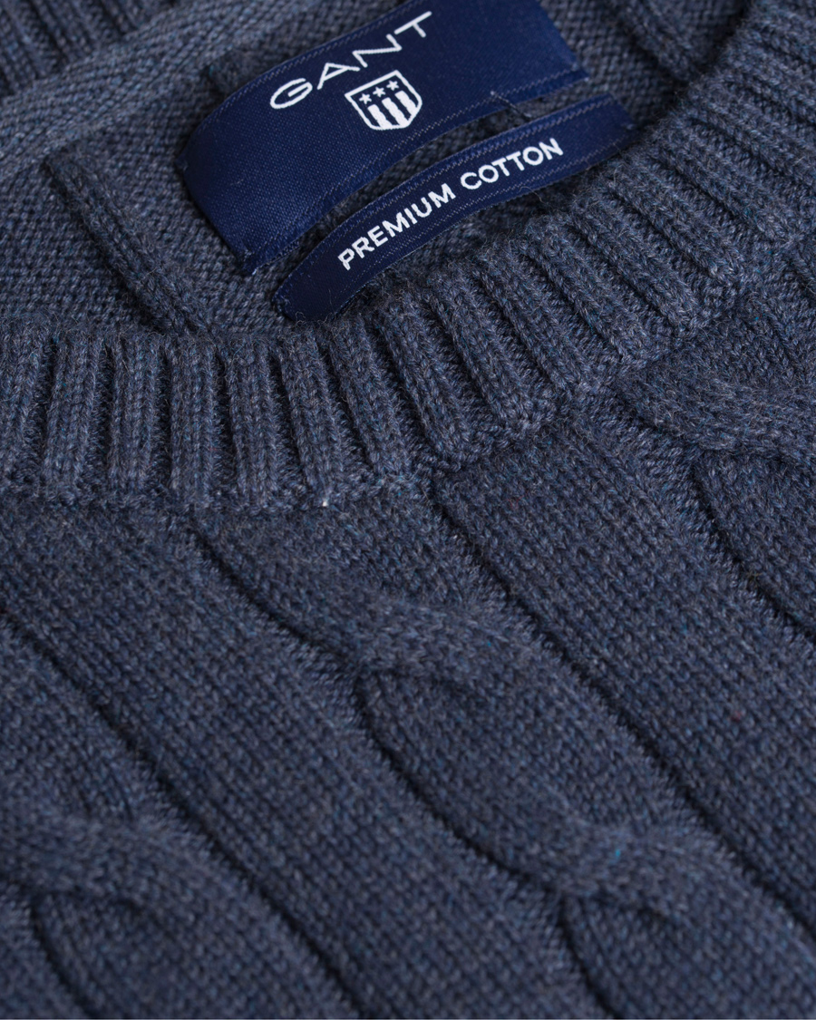 Herr | Tröjor | GANT | Cotton Cable Crew Pullover Dark Blue Indigo