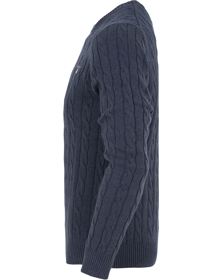 Herr | Tröjor | GANT | Cotton Cable Crew Pullover Dark Blue Indigo