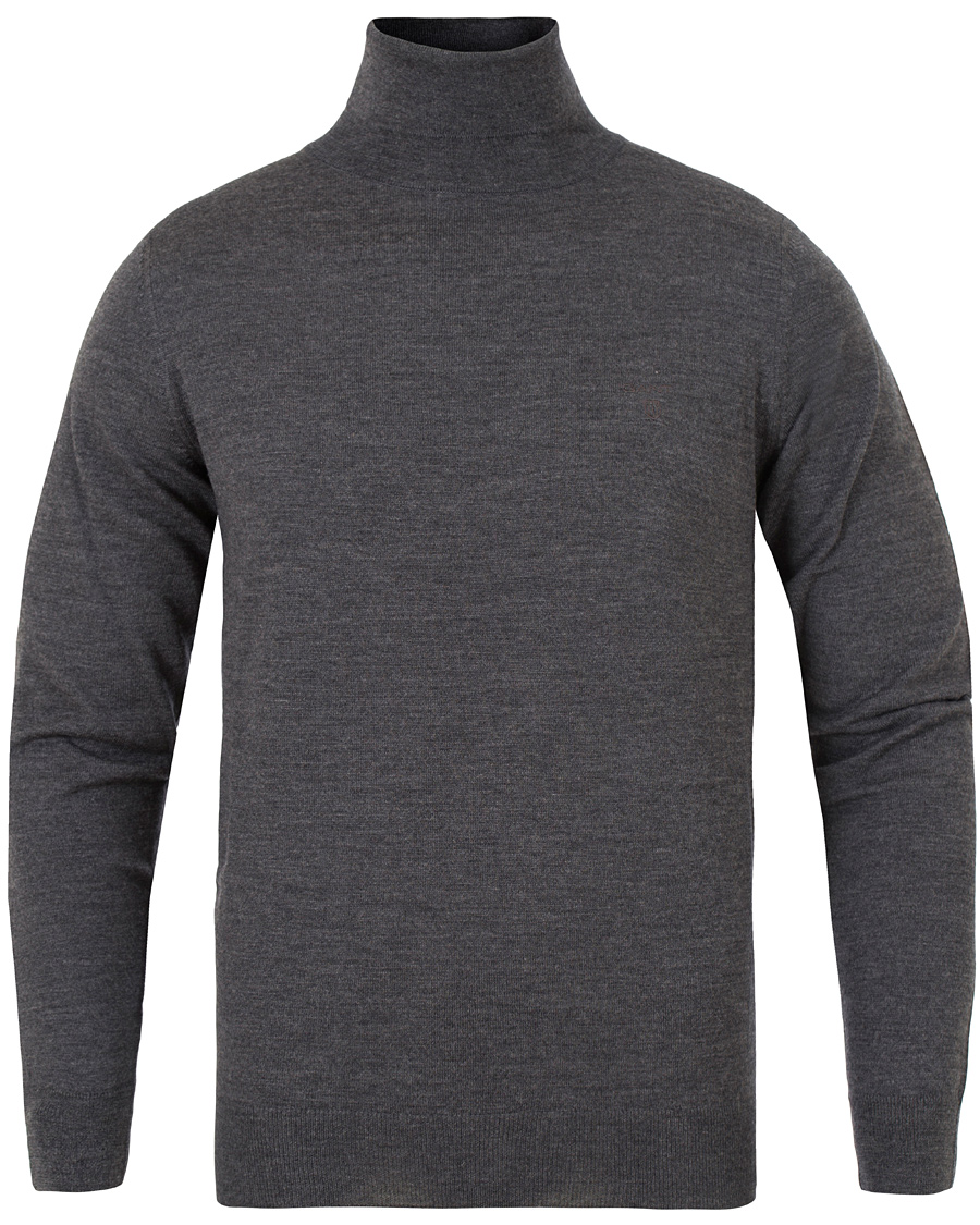Herr | Tröjor | GANT | Fine Merino Wool Turtleneck Antracite Melange