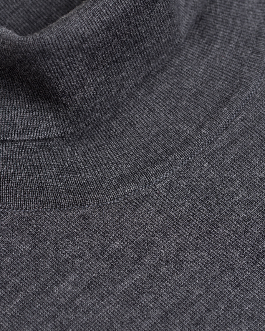Herr | Tröjor | GANT | Fine Merino Wool Turtleneck Antracite Melange