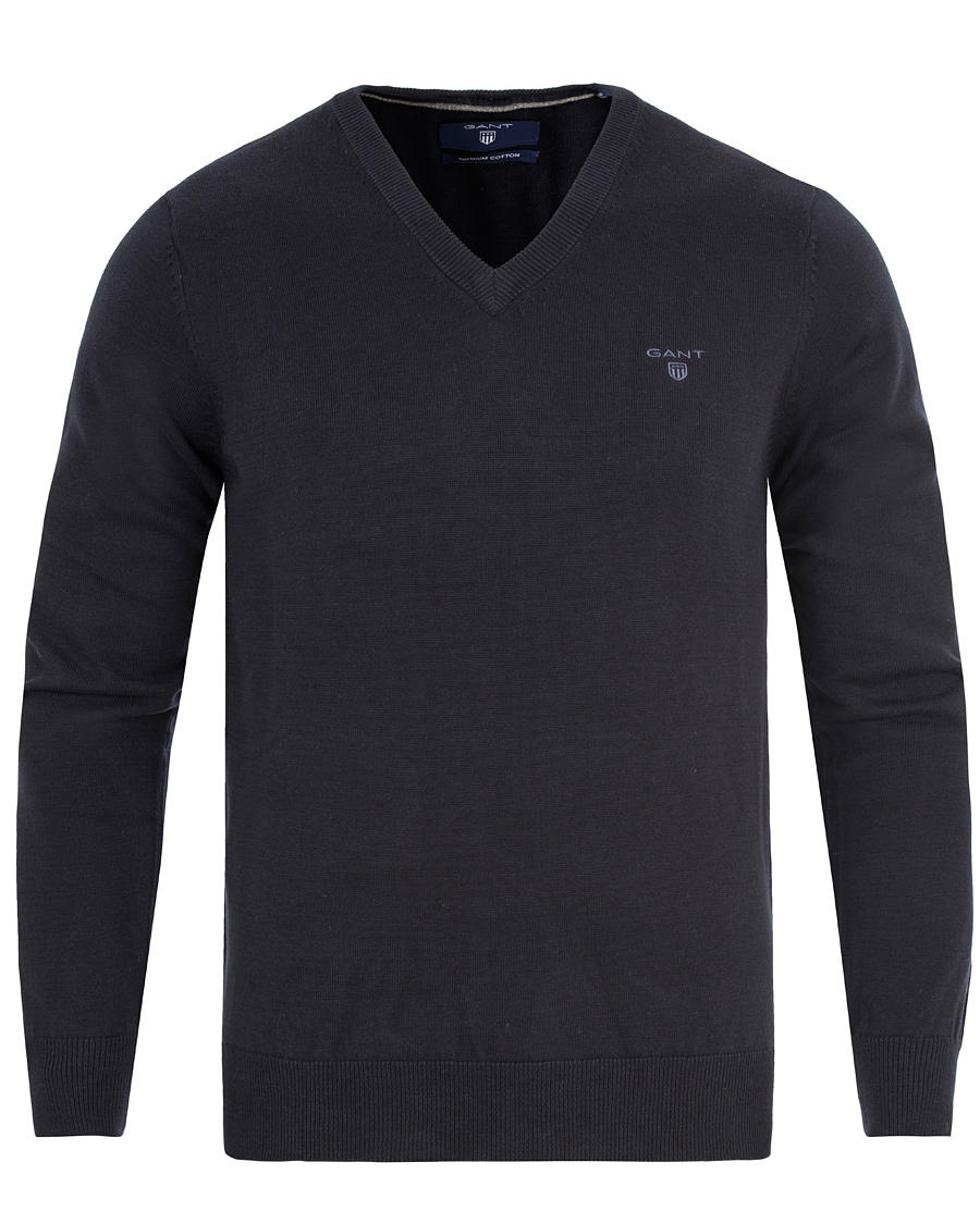 Herr | Tröjor | GANT | Lightweight Cotton V-Neck Navy