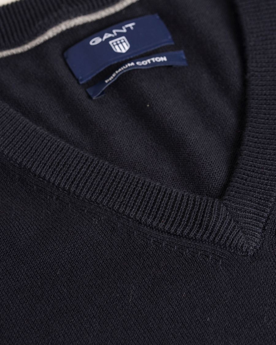 Herr | Tröjor | GANT | Lightweight Cotton V-Neck Navy
