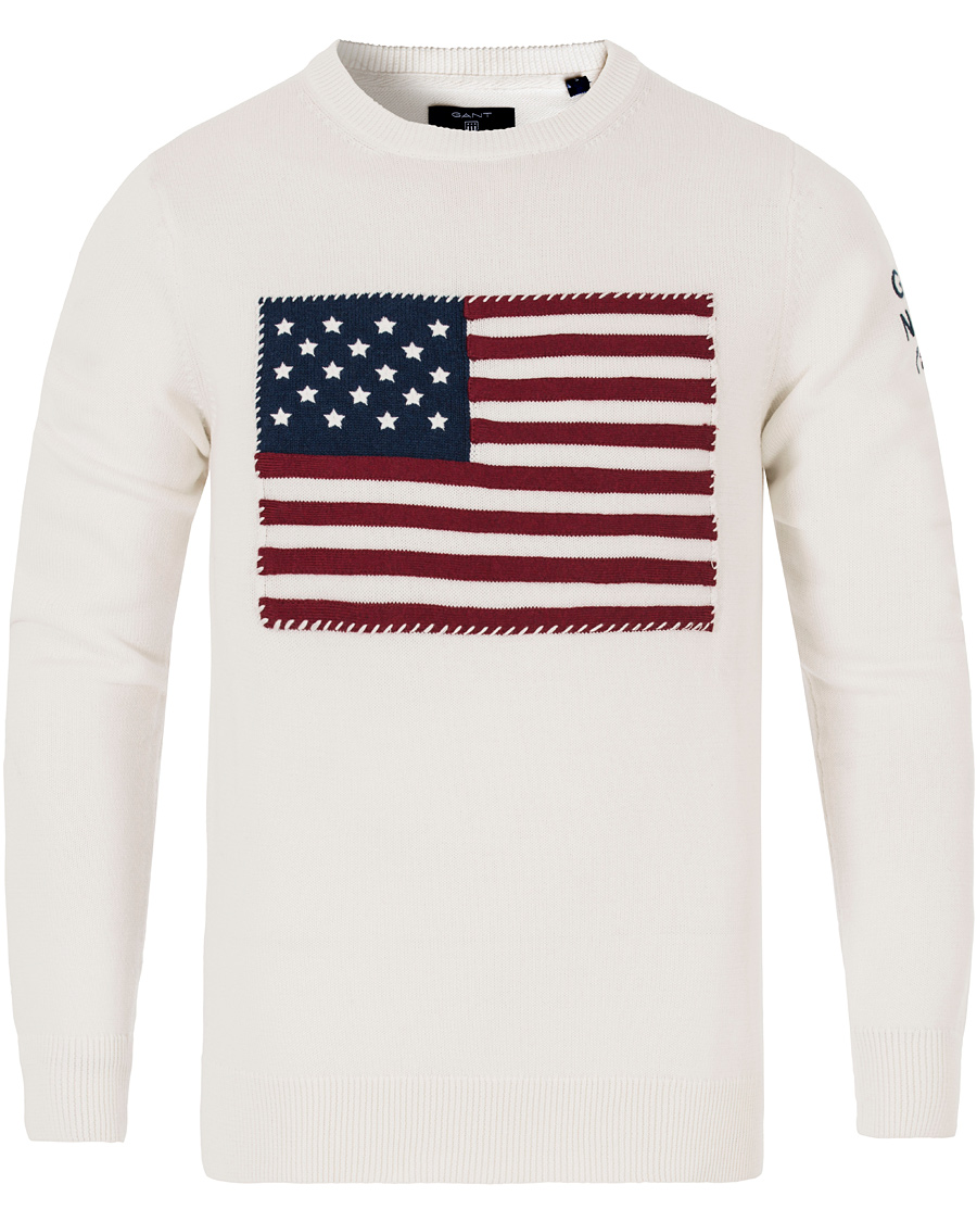 Herr | Tröjor | GANT | American Flag Sweater Off White