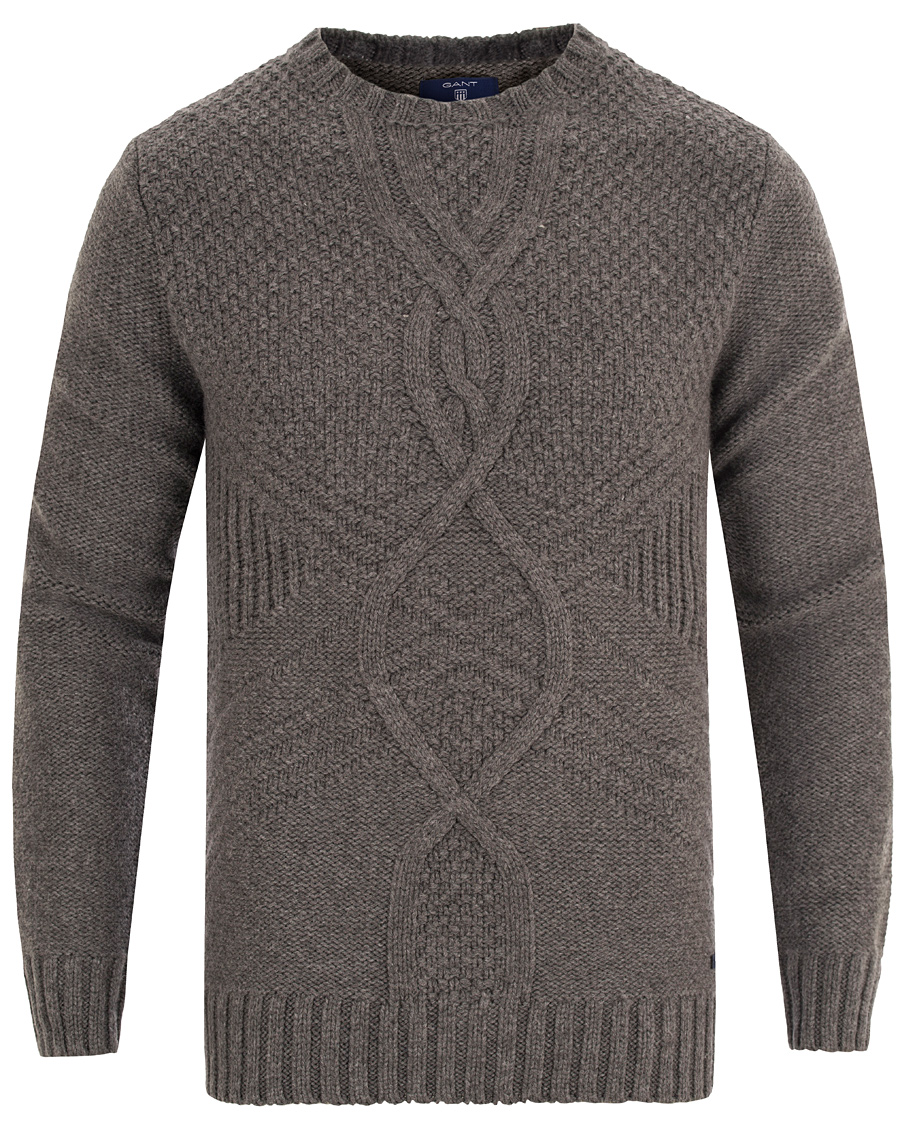 Herr | Tröjor | GANT | Cross Cable Crew Antracite Melange