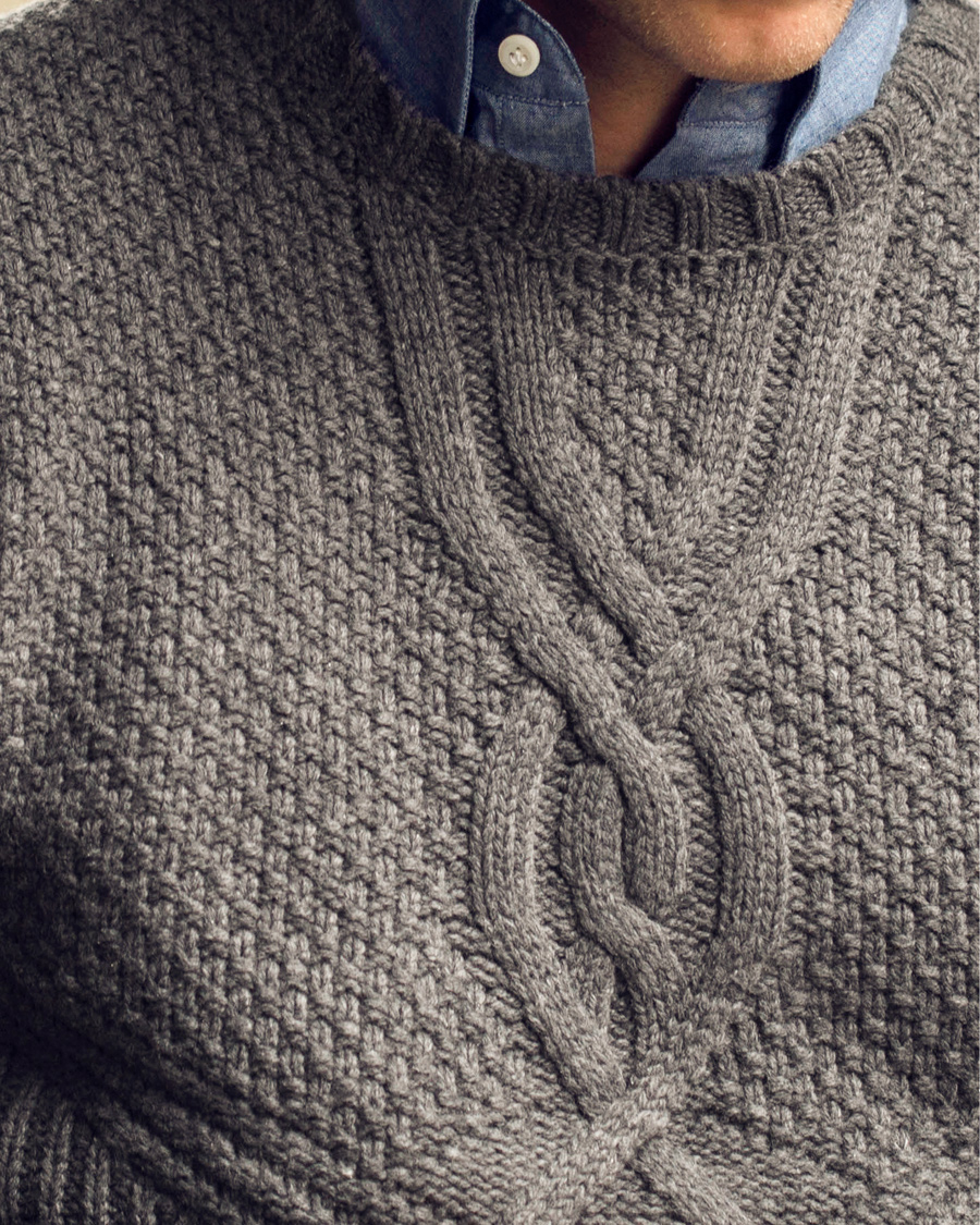 Herr | Tröjor | GANT | Cross Cable Crew Antracite Melange